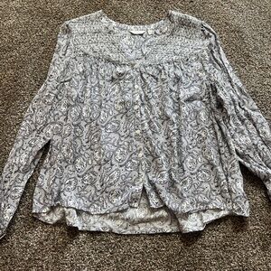 Lucky Brand Black and White Paisley Blouse